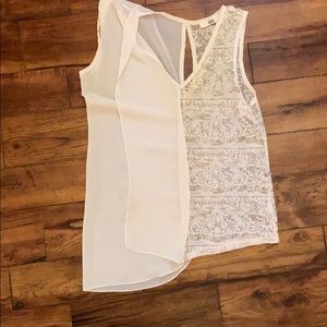 Sheer asymmetrical tank top